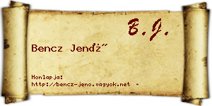 Bencz Jenő névjegykártya