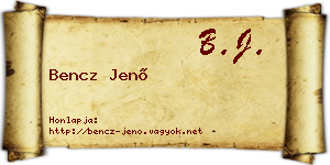 Bencz Jenő névjegykártya
